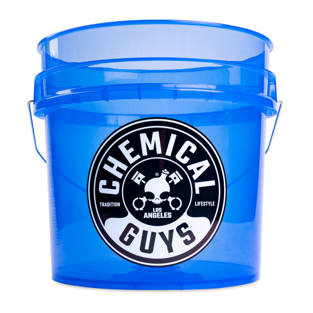 Chemical Guys Κουβάς Πλαστικός Διάφανος Μπλε Heavy Duty με λογότυπο 17lt