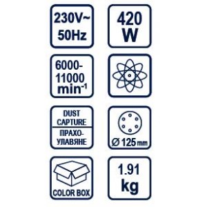 Raider RDP-RSA03 Έκκεντρο Τριβείο 125mm Ρεύματος 420W με Ρύθμιση Ταχύτητας και με Σύστημα Αναρρόφησης